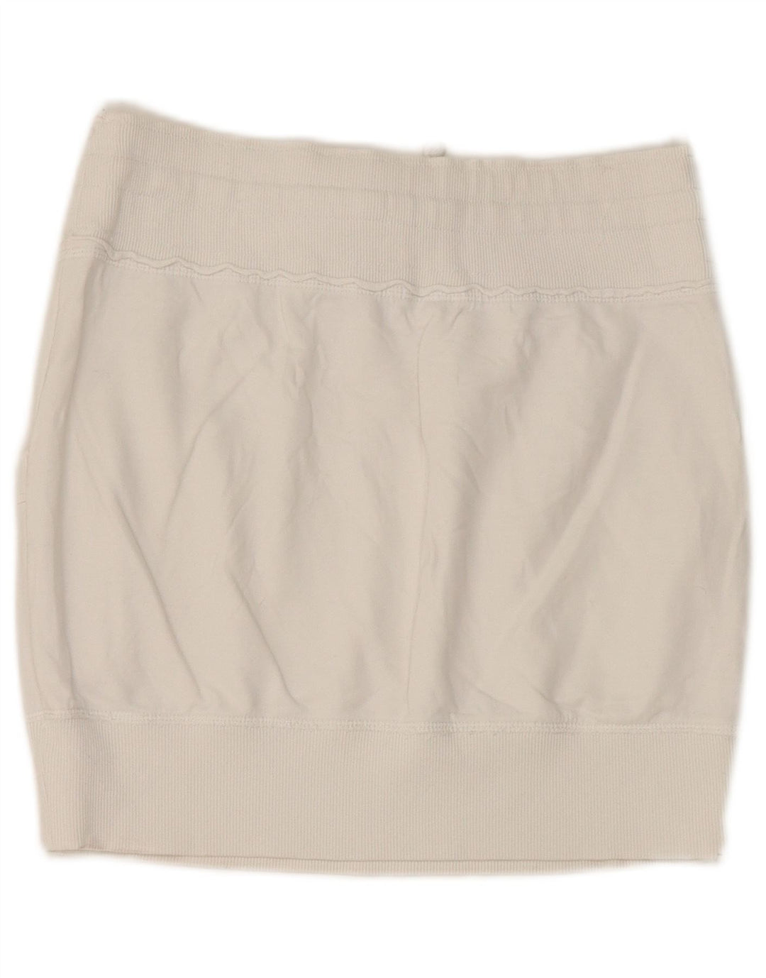 Benetton Damen Minirock UK 12 Mittelweiß