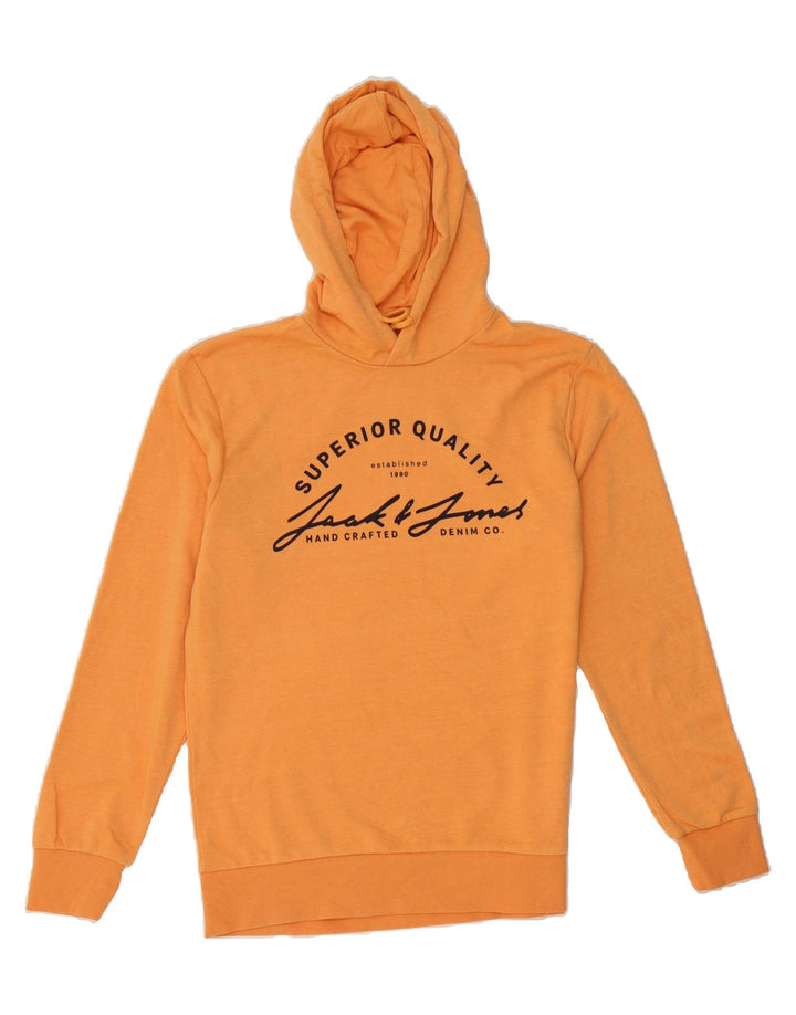 JACK & JONES Mens Graphic Hoodie Jumper Large Orange Vintage Jack & Jones and Second-Hand Jack & Jones from Messina Hembry 