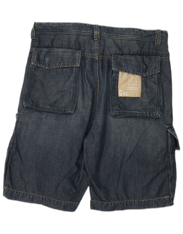 Gas Herren Cargo Denim Shorts W33 Mittelblaue Baumwolle