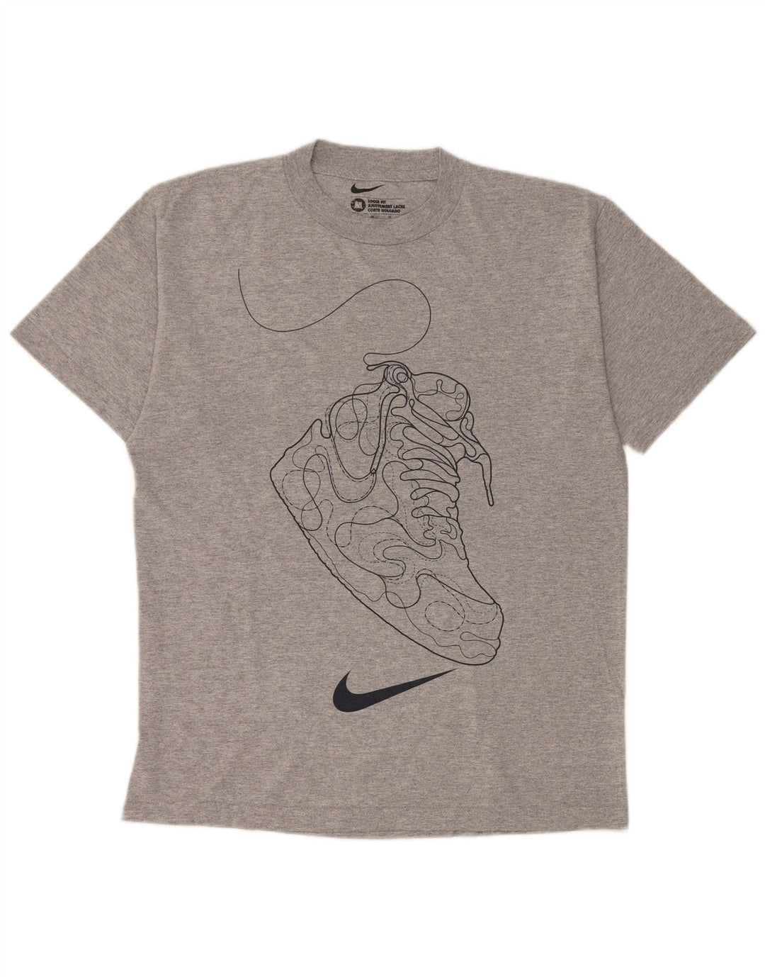 Nike Herren Loose Fit Graphic T-Shirt-Oberteil aus mittelgrau gefleckter Baumwolle