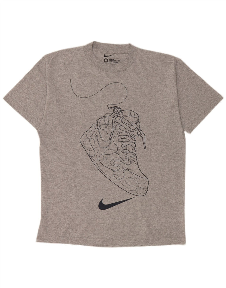 Nike Herren Loose Fit Graphic T-Shirt-Oberteil aus mittelgrau gefleckter Baumwolle
