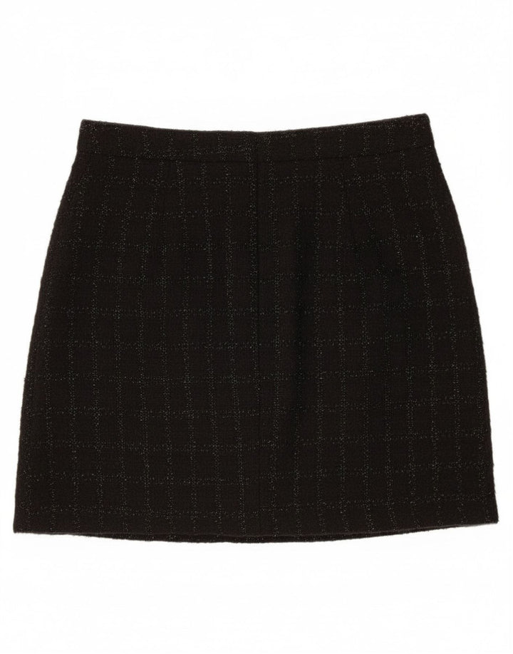 Warehouse Damen Minirock UK 10 Small W28 Schwarz kariertes Polyester