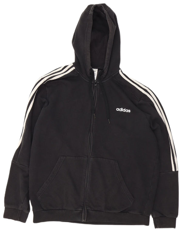 Adidas Herren Zip Hoodie Pullover XL Schwarz Baumwolle Sport