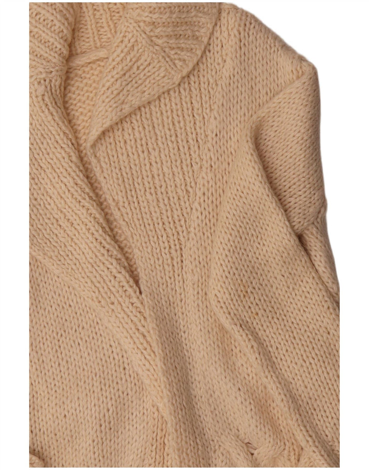 Zara Damen Longline Open Cardigan Pullover UK 14 Mittelbeige Acryl