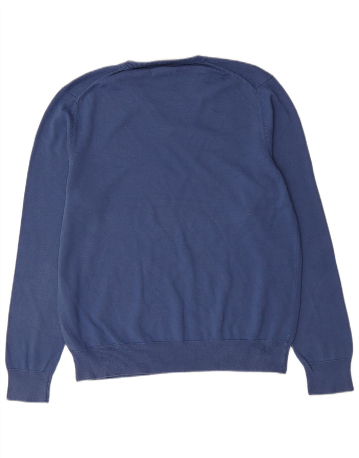 Marks & Spencer Herren-Pullover mit V-Ausschnitt, groß, aus blauer Baumwolle