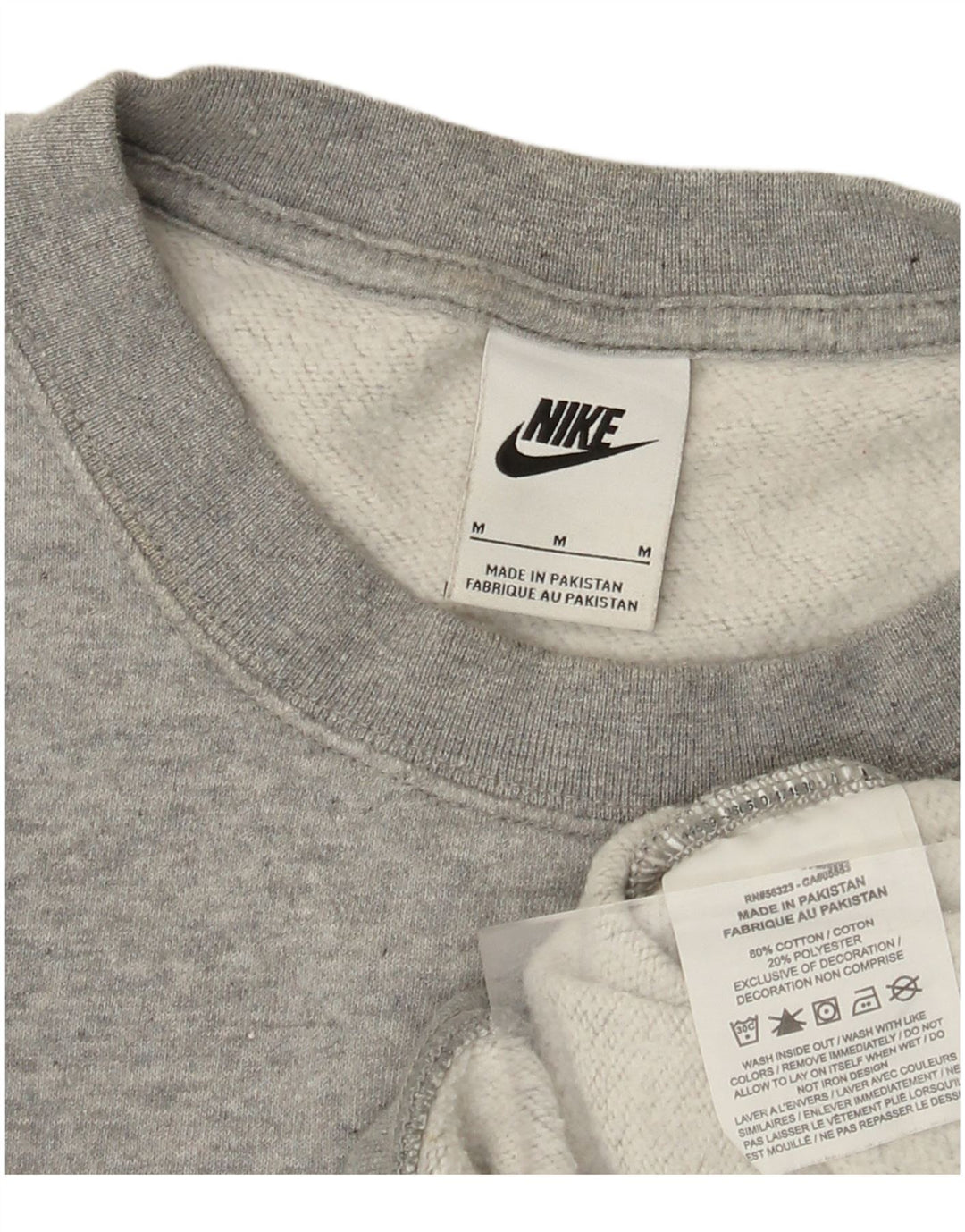 NIKE Womens Oversized Crop Sweatshirt Pullover UK 14 Mittelgraue Baumwolle
