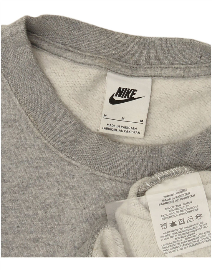 NIKE Womens Oversized Crop Sweatshirt Pullover UK 14 Mittelgraue Baumwolle