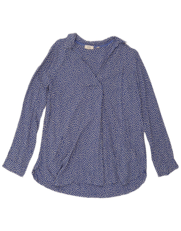 Fat Face Damen Pullover-Hemd UK 12 Mittelblaue Viskose mit Blumenmuster