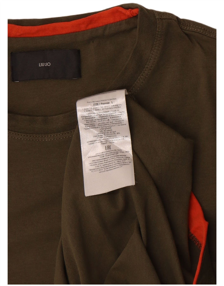 Liu Jo Herren T-Shirt Top Large Khaki Baumwolle