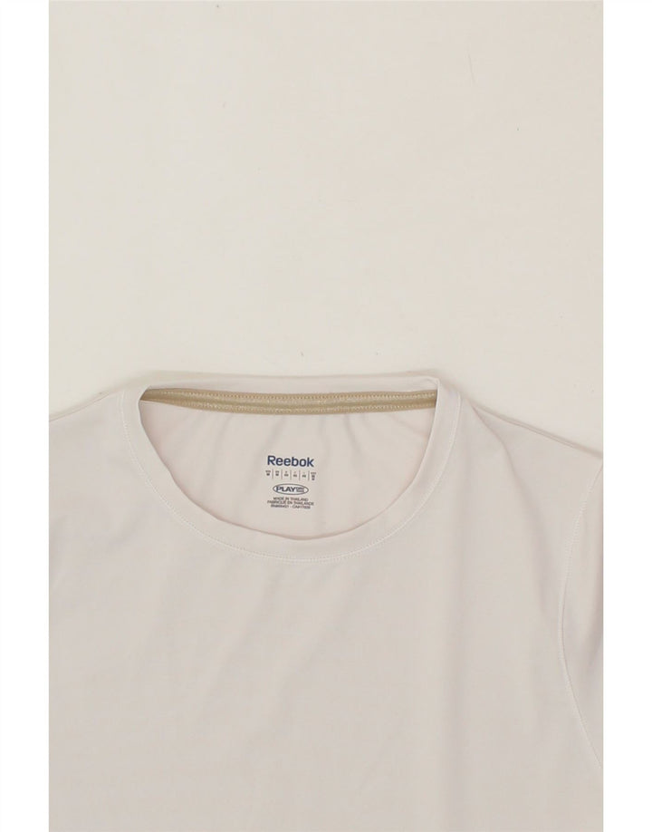 REEBOK Womens T-Shirt Top UK 12 Medium White Vintage Reebok and Second-Hand Reebok from Messina Hembry 