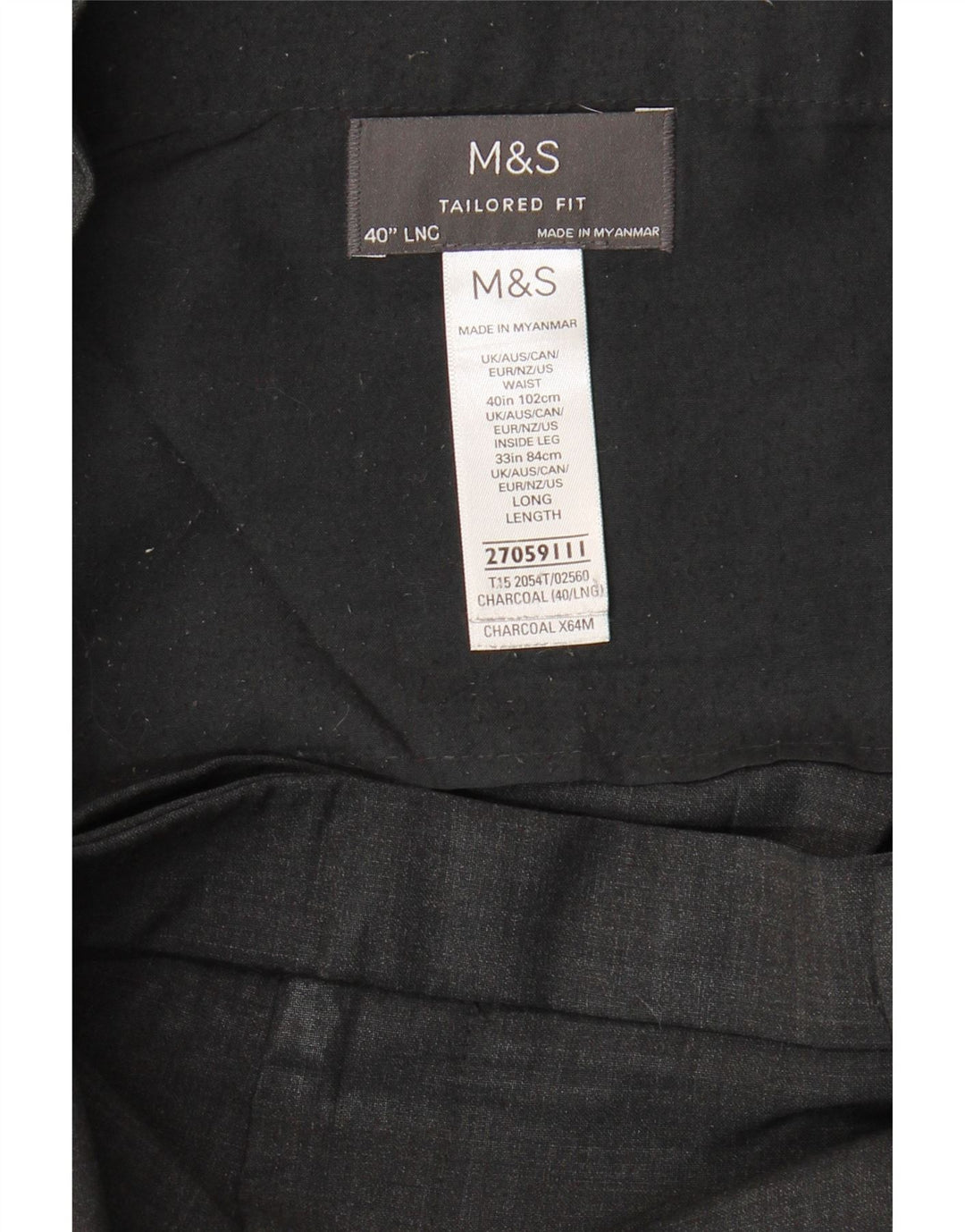Marks & Spencer Herren-Anzughose mit maßgeschneiderter Passform, schmal, W40, L33, graue Wolle