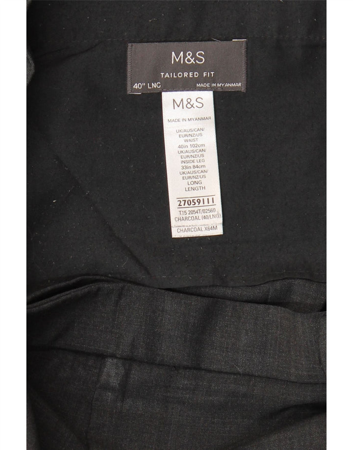 Marks & Spencer Herren-Anzughose mit maßgeschneiderter Passform, schmal, W40, L33, graue Wolle