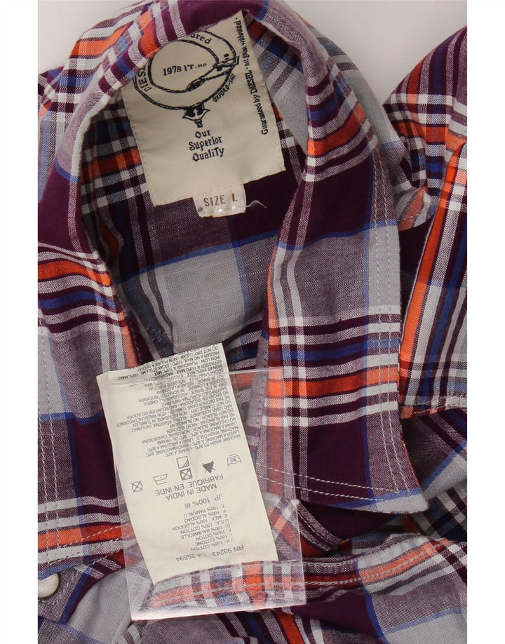 DIESEL Mens Shirt Large Purple Check Cotton Vintage Diesel and Second-Hand Diesel from Messina Hembry 