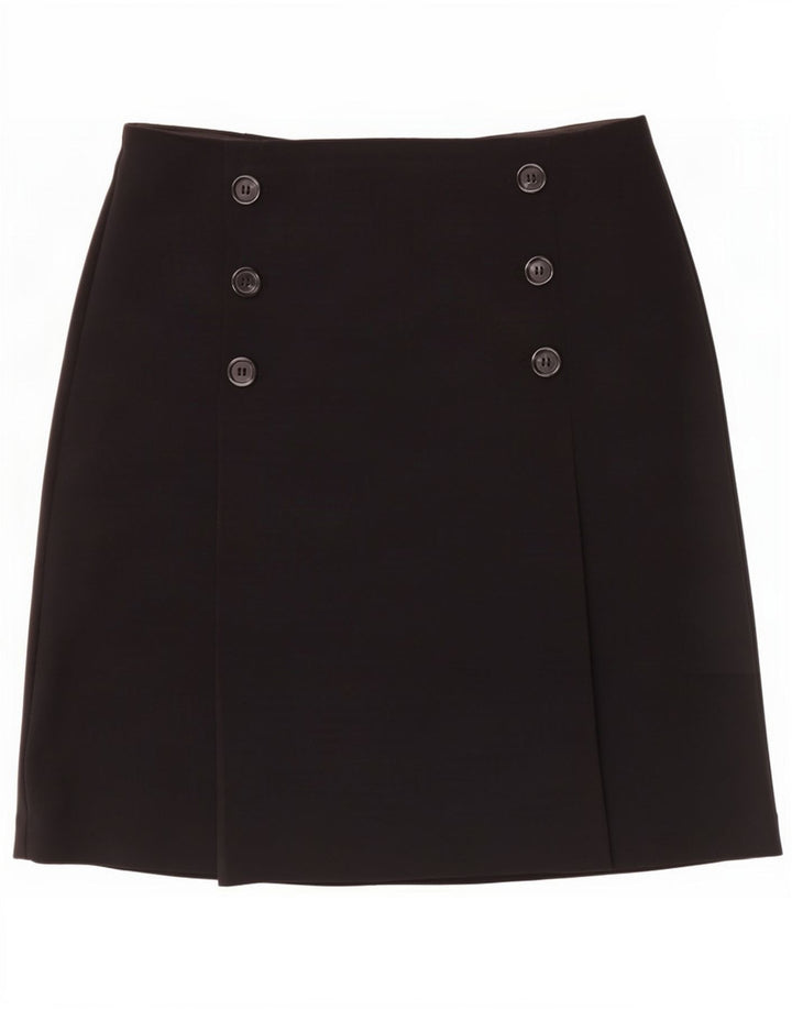 Marks & Spencer Damen A-Linien-Rock UK 12 Medium W30 Schwarz Polyester