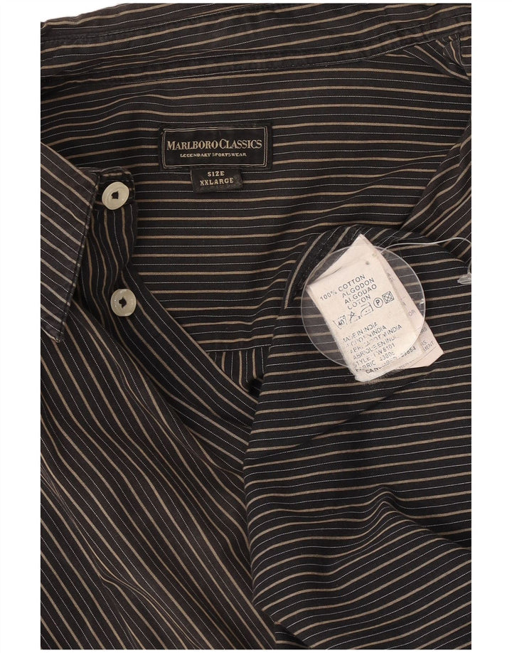 Marlboro Classics Herrenhemd 2XL schwarz gestreift aus Baumwolle