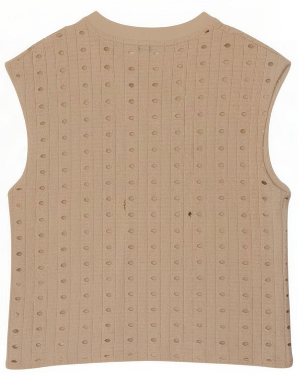 Zara Damen Weste Top UK 14 Medium Beige Polyester