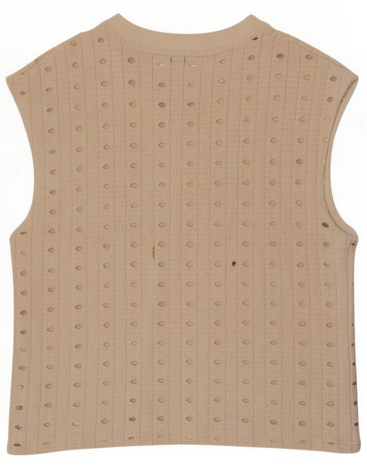 Zara Damen Weste Top UK 14 Medium Beige Polyester