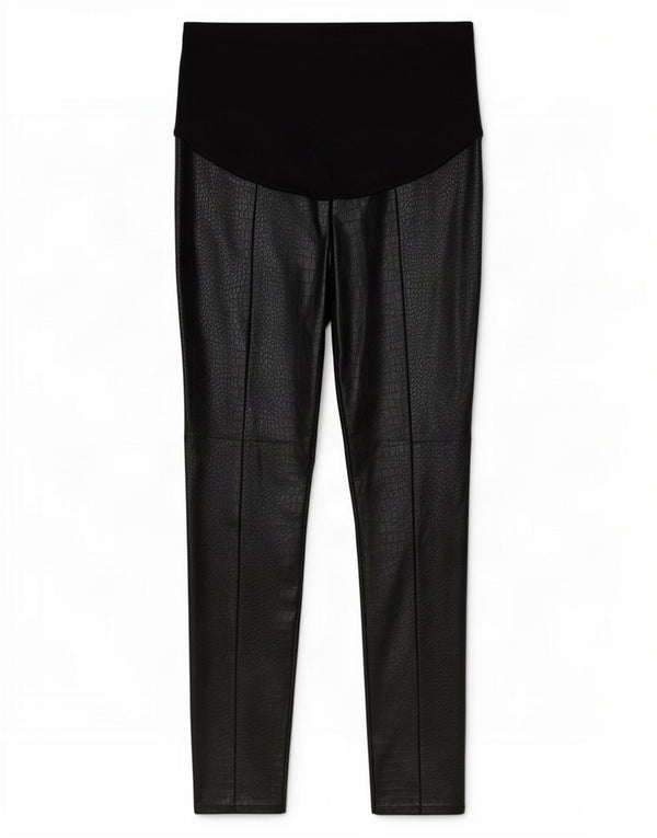 Topshop Womens High Waist Faux Leather Trousers UK 14 Medium W30 L29 Black