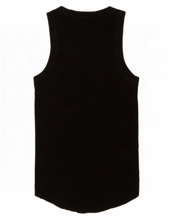 Zara Damen Weste Top UK 12 Medium Schwarz Viskose