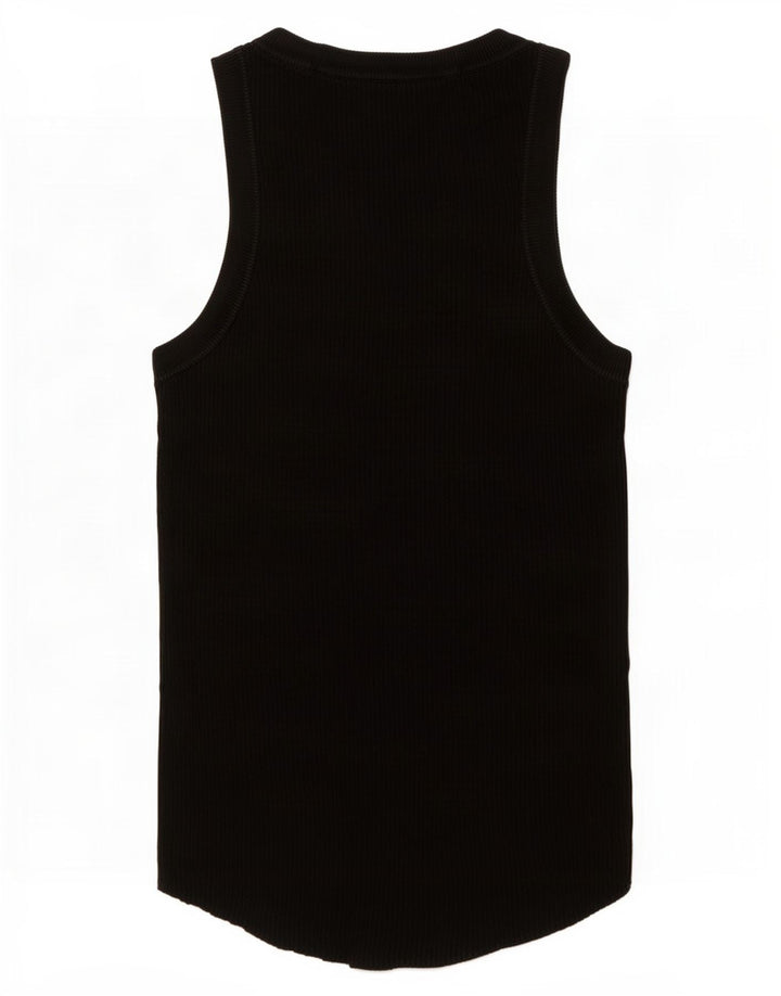 Zara Damen Weste Top UK 12 Medium Schwarz Viskose