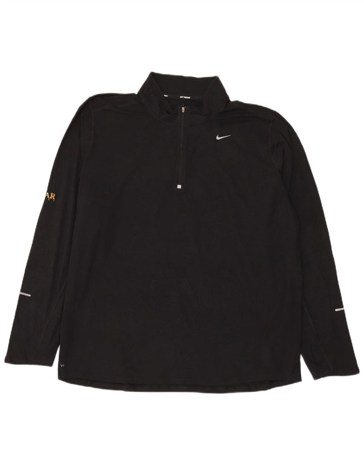 Nike Herren Dri Fit Zip Neck Pullover Trainingsanzug Top 2XL Schwarz Polyester