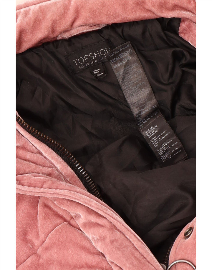 Topshop Damen Velours-Wattierungsjacke UK 12 Mittelrosa Polyester