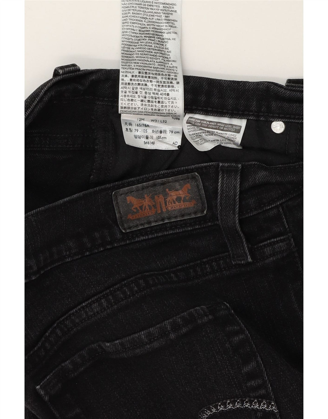 LEVI'S Womens 505 Straight Jeans W31 L32 Black Cotton Vintage Levi's and Second-Hand Levi's from Messina Hembry 