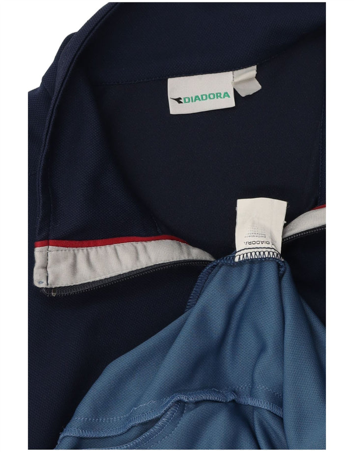 Diadora Herren-Trainingsanzug-Oberteil, Jacke, groß, marineblau, Farbblock-Polyester