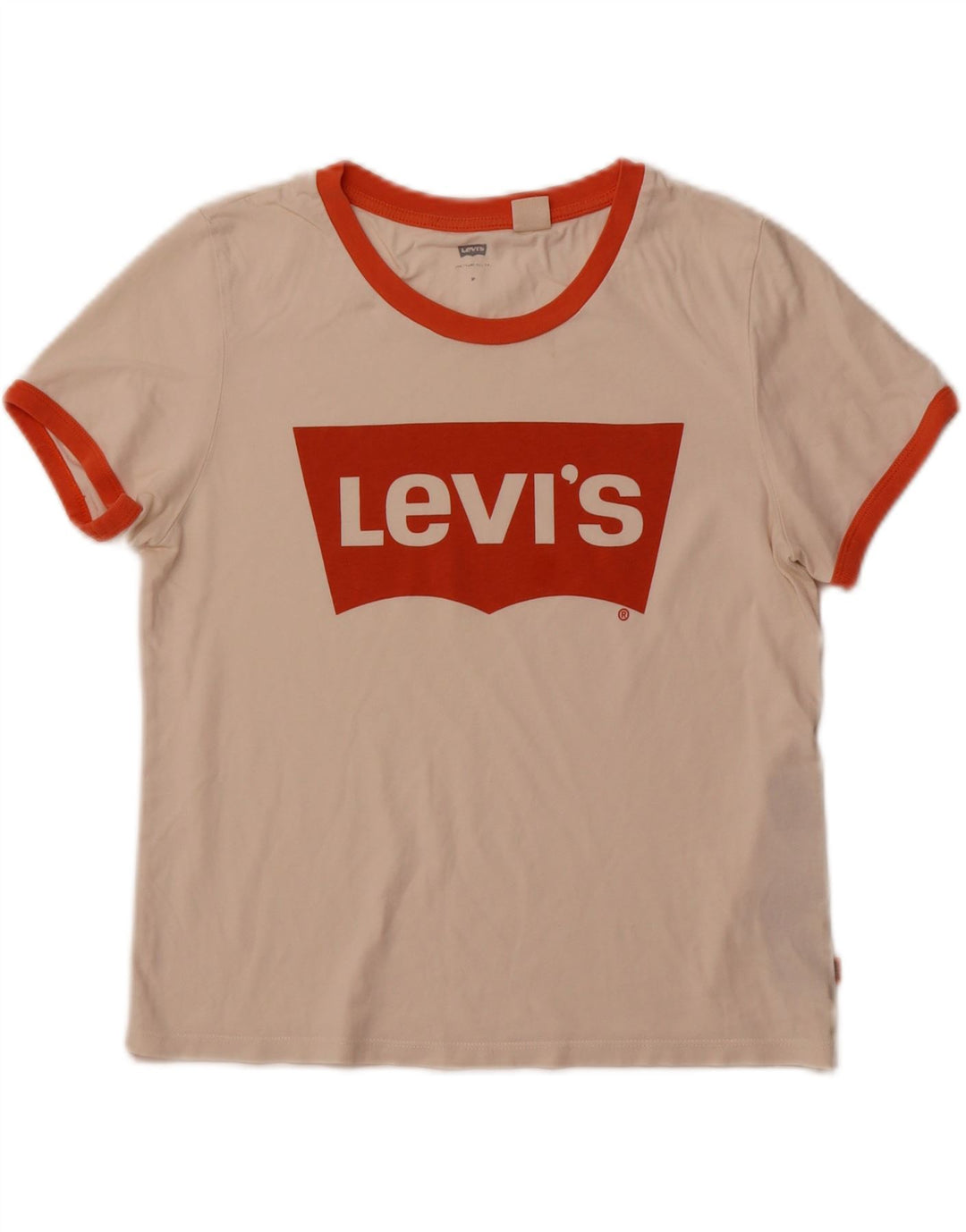 LEVI'S Damen Crop Graphic T-Shirt Top UK 12 Mittelweiße Baumwolle