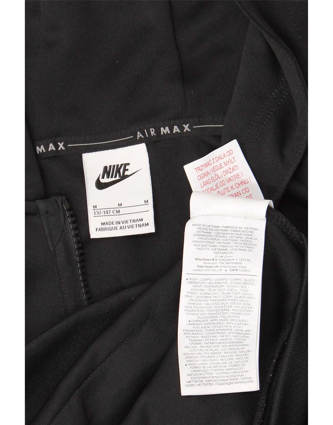 Nike Jungen-Kapuzenpullover mit Reißverschluss, 10–11 Jahre, mittelgroßes schwarzes Polyester