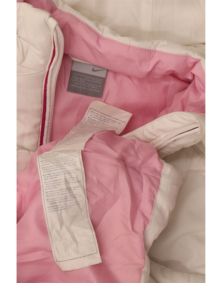 NIKE Wattierte Mädchenjacke mit Kapuze, 8–9 Jahre, Größe S, Weiß, Polyester