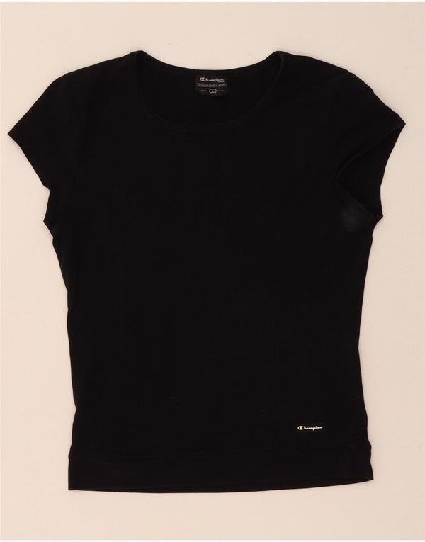 Champion Damen Slim T-Shirt Top UK 16 Large Schwarz Baumwolle