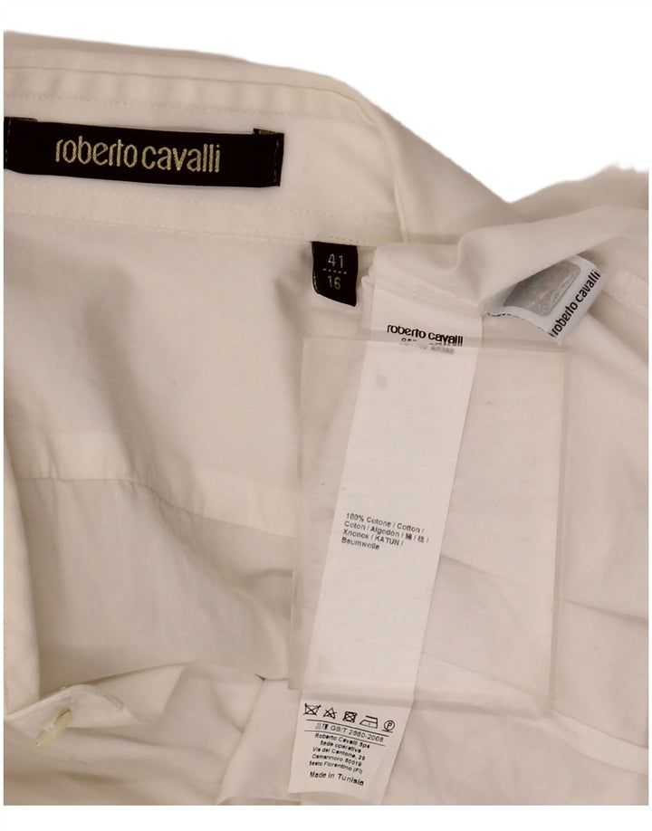 Roberto Cavalli Herrenhemd Größe 41 16 Große weiße Baumwolle