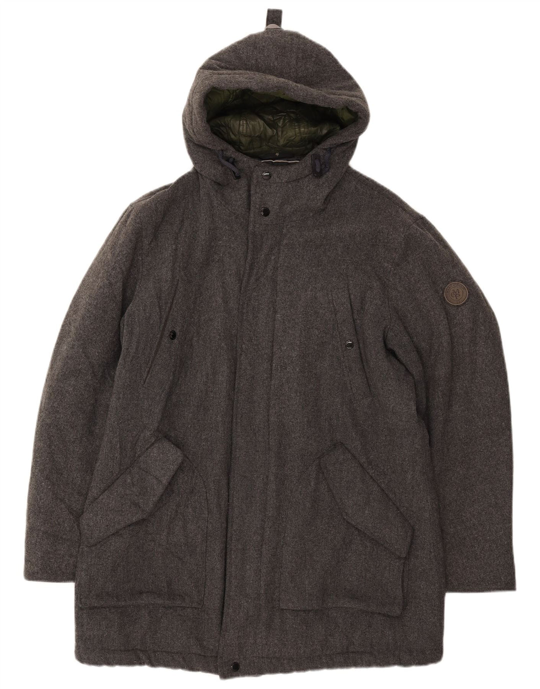 Marc O'Polo Herren-Jacke mit Kapuze, gepolstert, UK 40, große graue Wolle