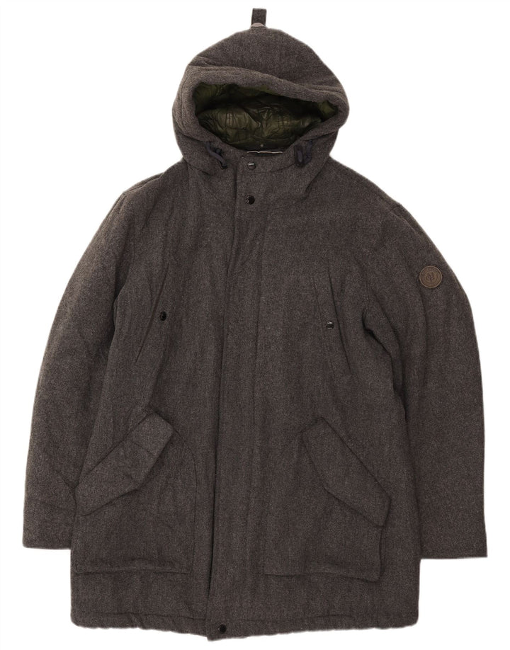 Marc O'Polo Herren-Jacke mit Kapuze, gepolstert, UK 40, große graue Wolle