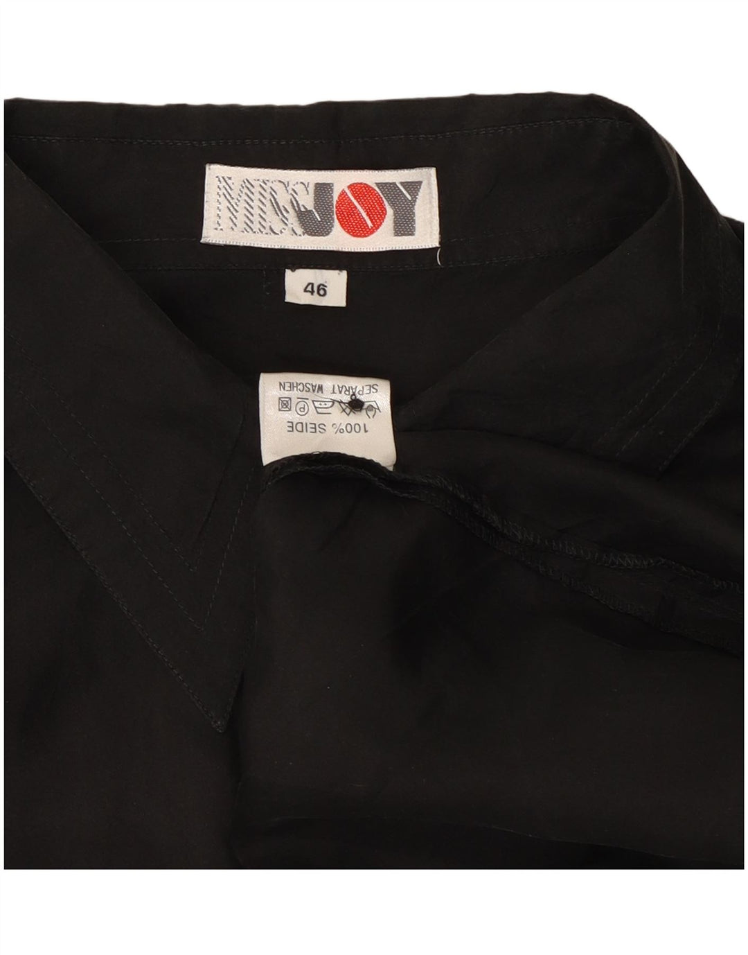 Miss Joy Damen-Kurzarm-Oversize-Hemd IT 46 Large aus schwarzer Seide