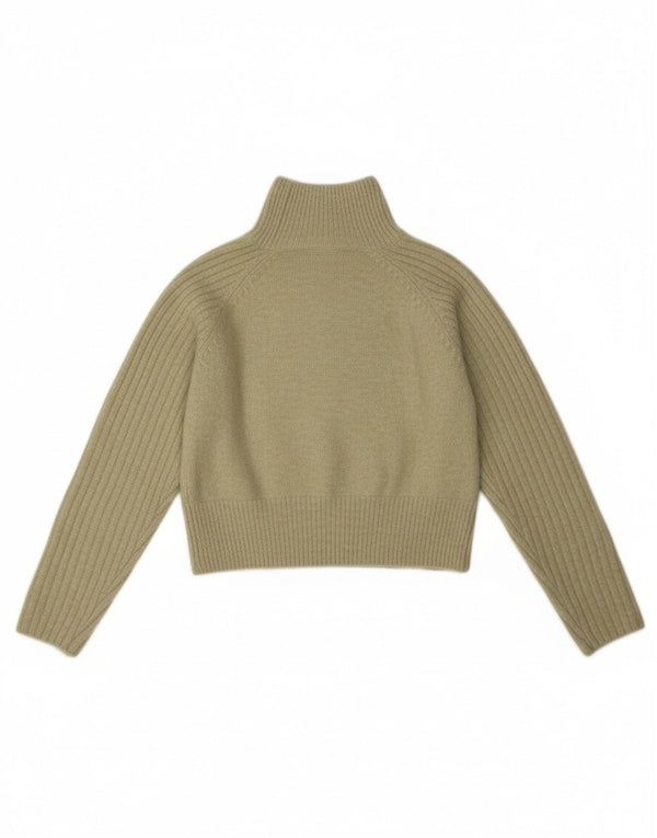 Zara Damen Crop Turtle Neck Pullover Pullover UK 10 Small Grün Acryl