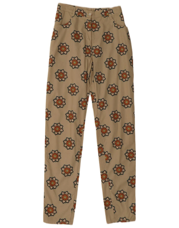 Vintage Damen High Waist Freizeithose IT 42 Medium W24 L30 Beige Floral