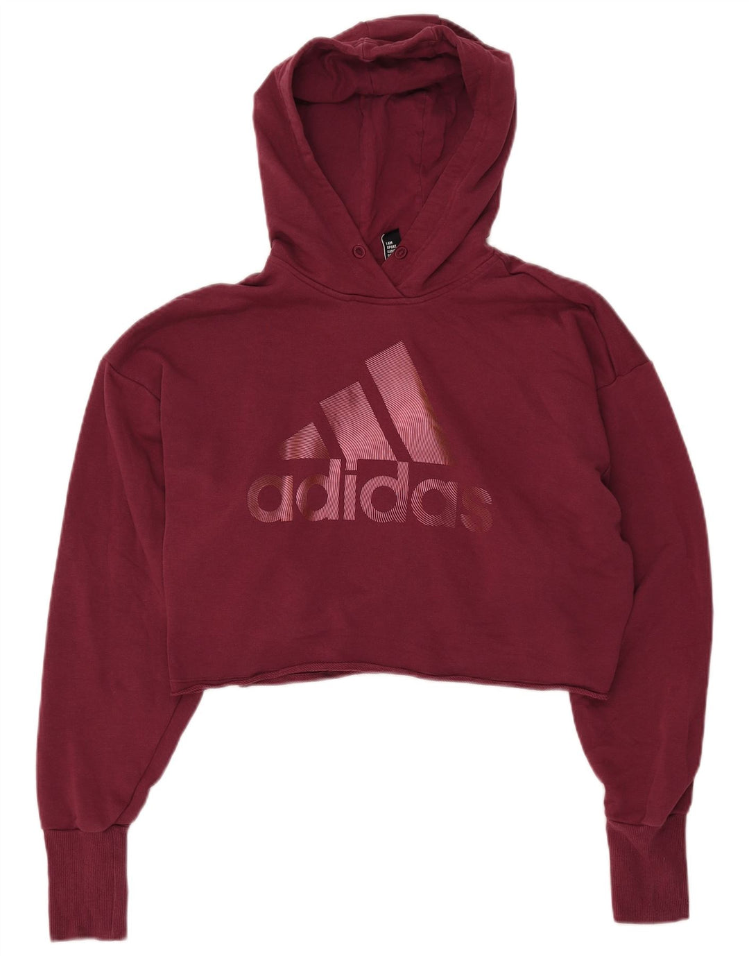 ADIDAS Damen Oversize Crop Graphic Hoodie Pullover UK 8/10 Small Burgund