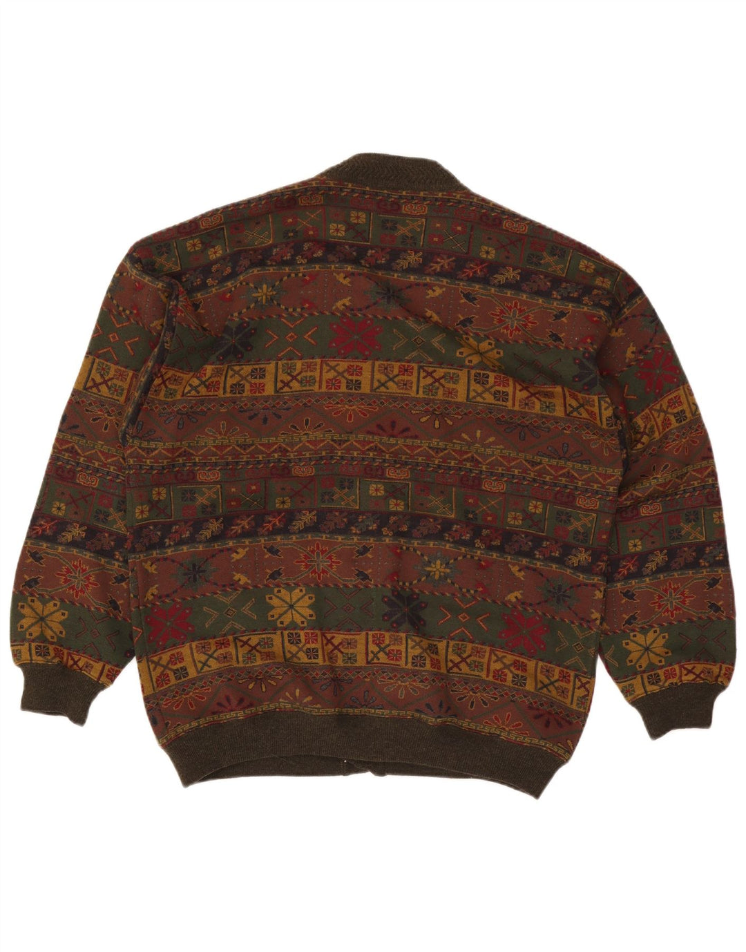 Bluster Herren-Strickjacke, groß, Khaki, Fair-Isle-Wolle