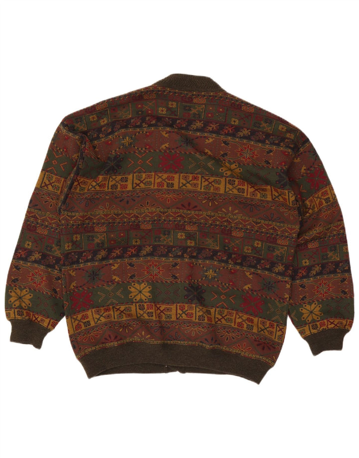 Bluster Herren-Strickjacke, groß, Khaki, Fair-Isle-Wolle