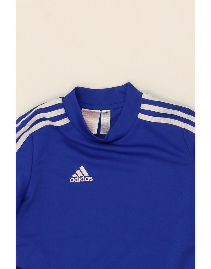 ADIDAS Boys Climacool Pullover Tracksuit Top 7-8 Years Blue Polyester Vintage Adidas and Second-Hand Adidas from Messina Hembry 