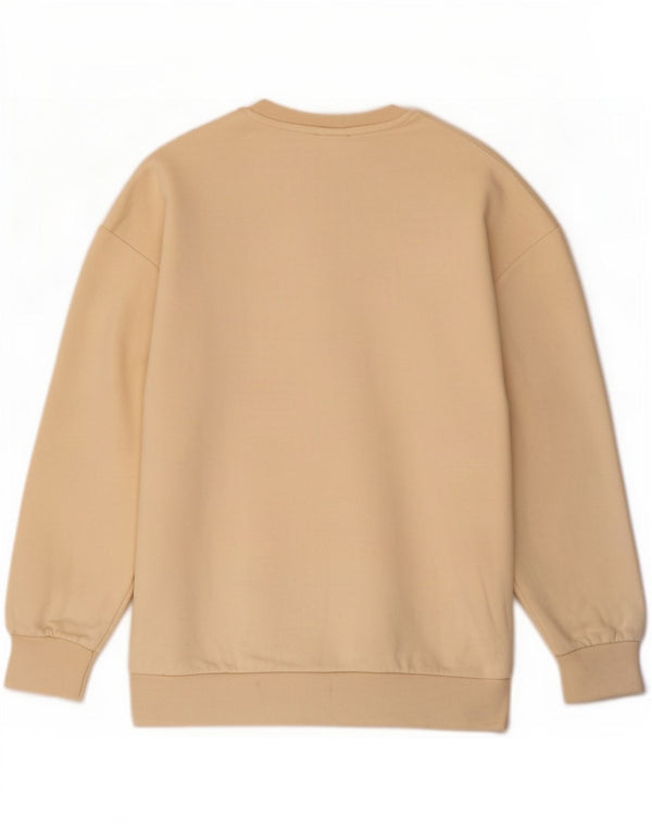 Zara Damen Grafik-Sweatshirt-Pullover UK 10 Small Beige Baumwolle