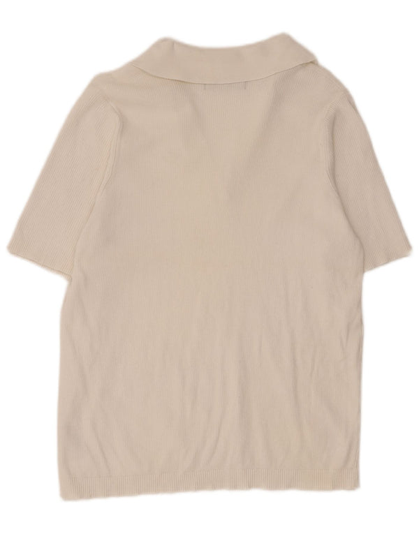 Marks & Spencer Damen Poloshirt UK 14 Large Weiße Baumwolle
