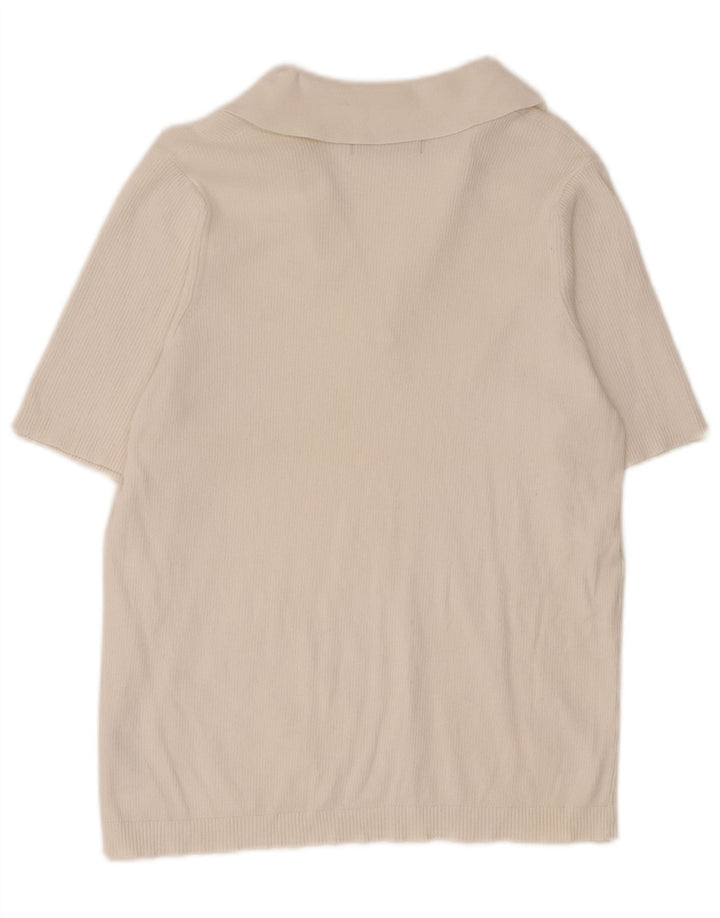 Marks & Spencer Damen Poloshirt UK 14 Large Weiße Baumwolle