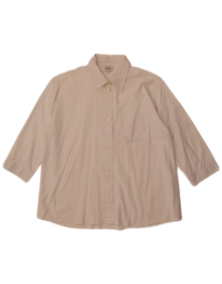 CALVIN KLEIN JEANS Damen 3/4-Ärmel-Hemd UK 16 Large Off White