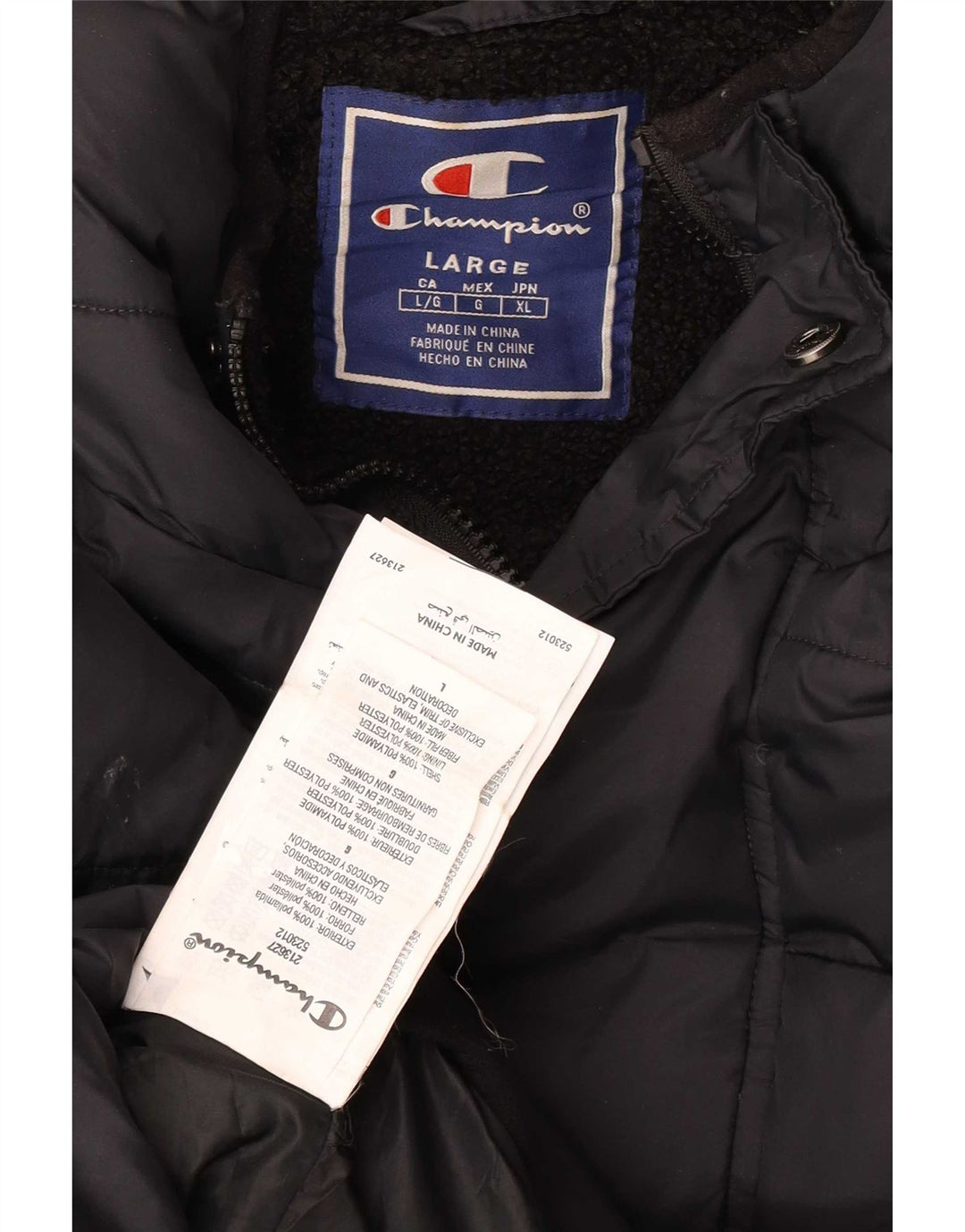 Champion Herren-Anorakjacke mit Kapuze, gepolstert, UK 40, Größe L, Schwarz, Polyamid