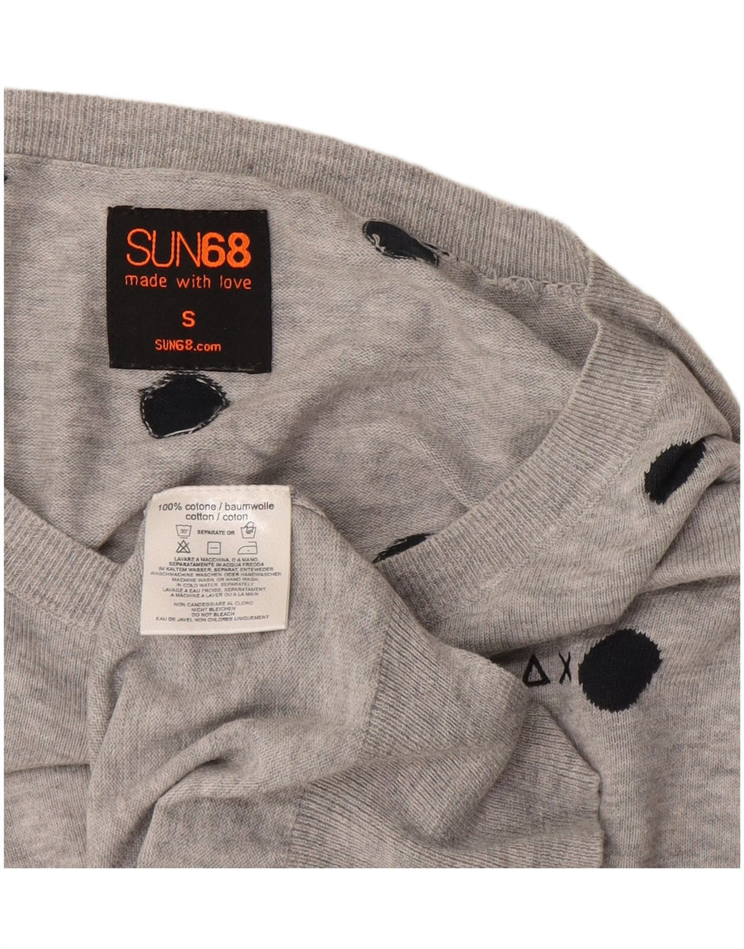 Sun68 Damen-Pullover, kurzärmelig, Rundhalsausschnitt, Gr. 10, Größe S, Grau