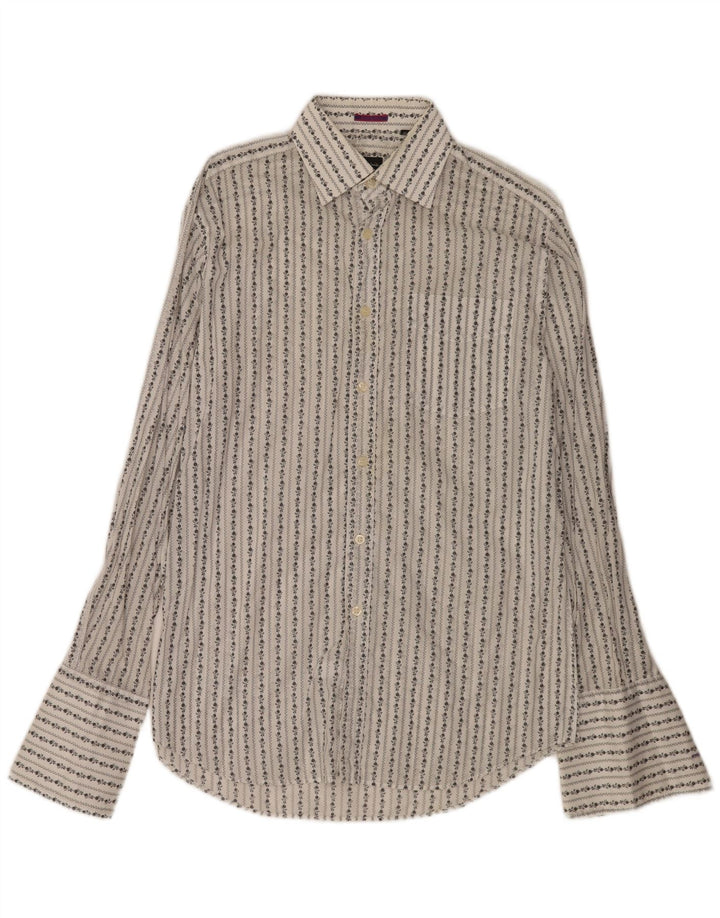 Paul Smith formelles Herrenhemd, Größe 38 15, mittelweiße Baumwolle mit Blumenmuster