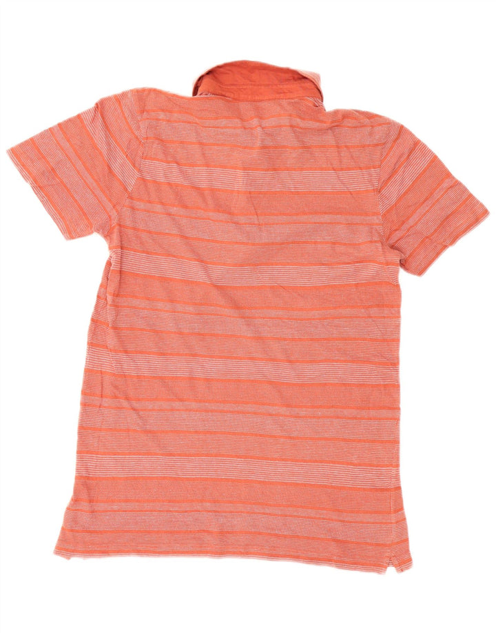 French Connection Herren-Poloshirt, groß, orange gestreift, Baumwolle